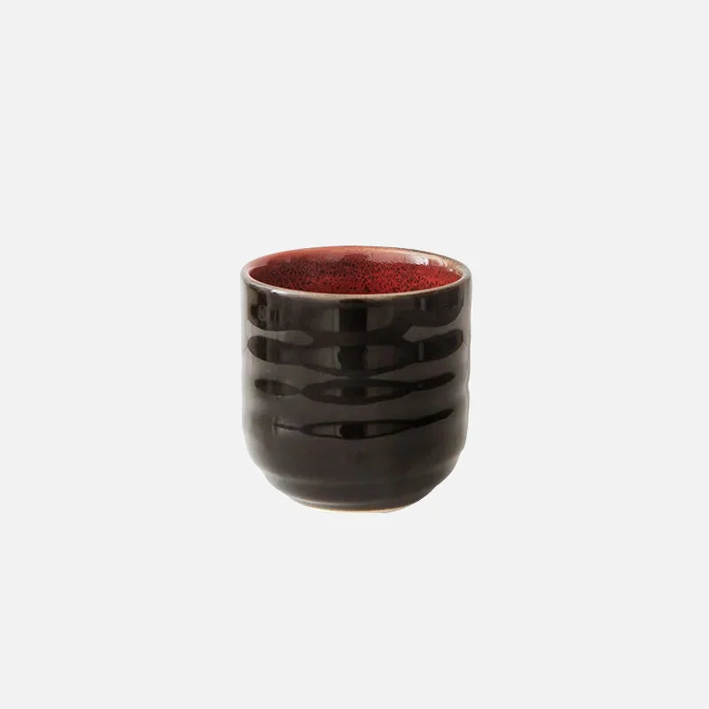 Kumo Glaze Ceramic Tea Cup Black Red