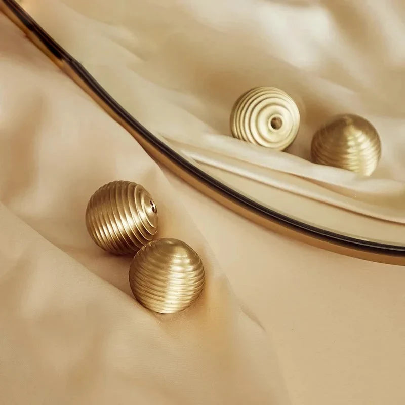 Ribbed Orb Brass Cabinet Knob