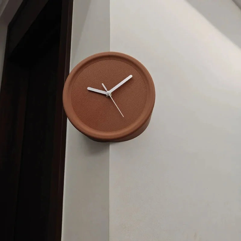 Axis Corner Wall Clock Brown Outer Unnumbered