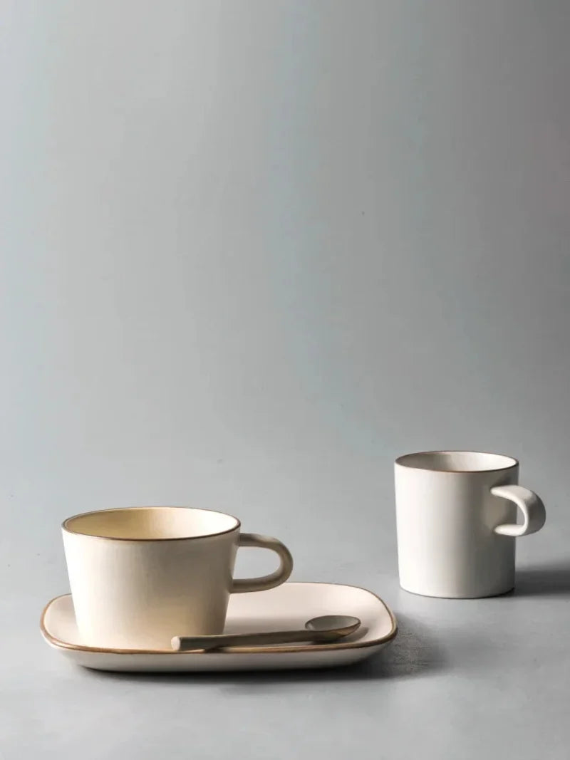 Contour Stoneware Cup & Saucer Set