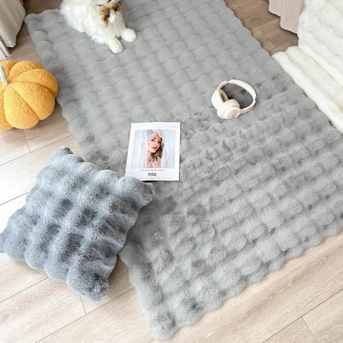 Rabbit Faux Fur Carpet Grey