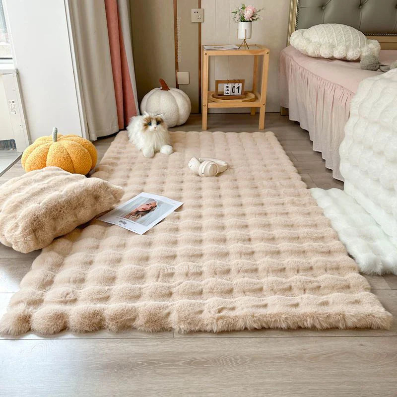 Rabbit Faux Fur Carpet Tan