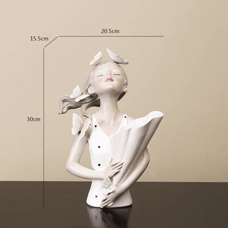 Enchanted Butterfly Lady Blossom White Girl Vase