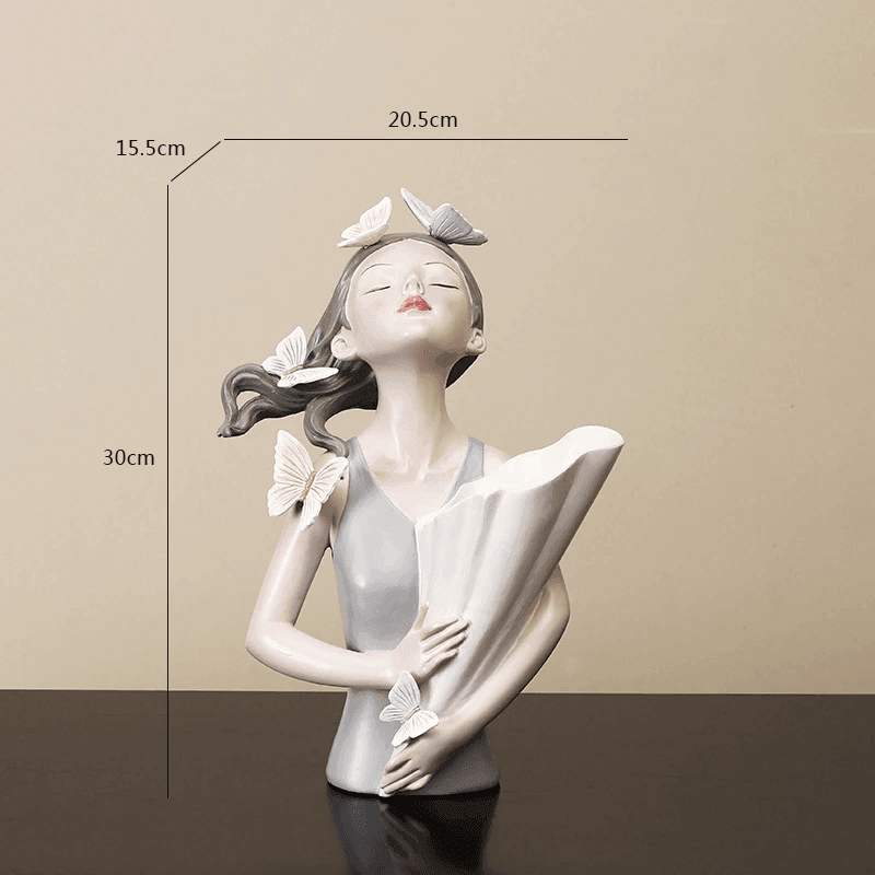 Enchanted Butterfly Lady Blossom Grey Girl Vase