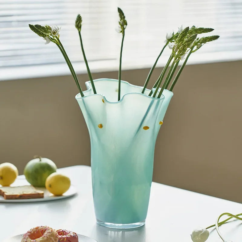 Taffy Wave Glass Flower Vase