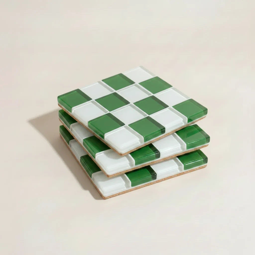 Pixel Checkered Tile Coasters