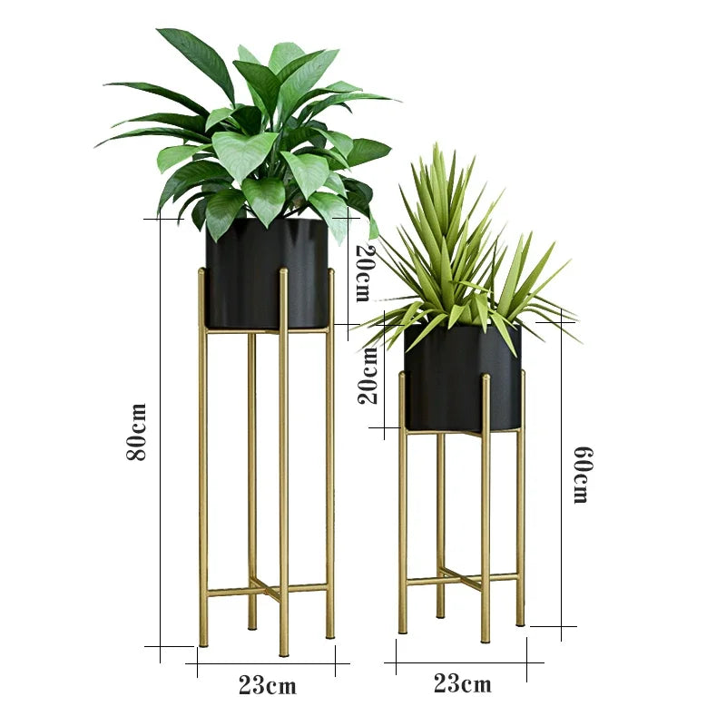 Metal Planters 2-Piece Set Black