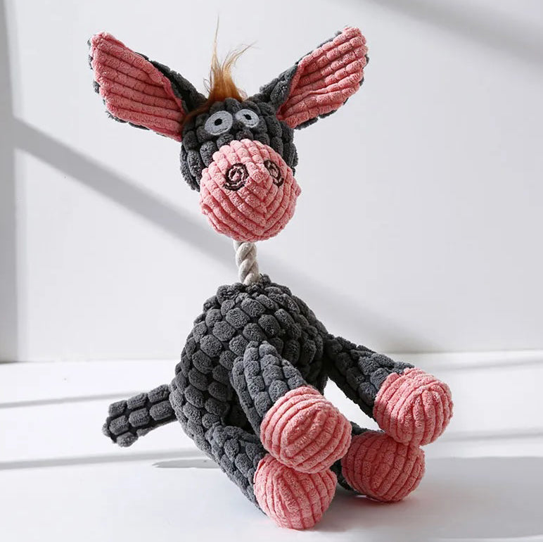Plush Squeaky Donkey Dog Toy – Soft Chew Toy for Small & Medium Dogs