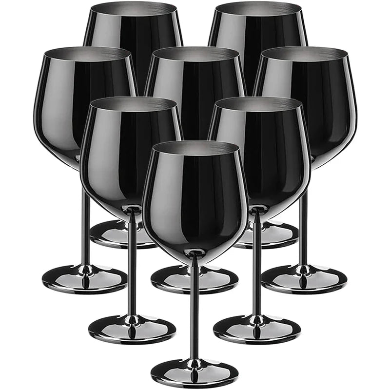 Stainless Steel 8-Piece Glassware Set Black (Wine Glass)