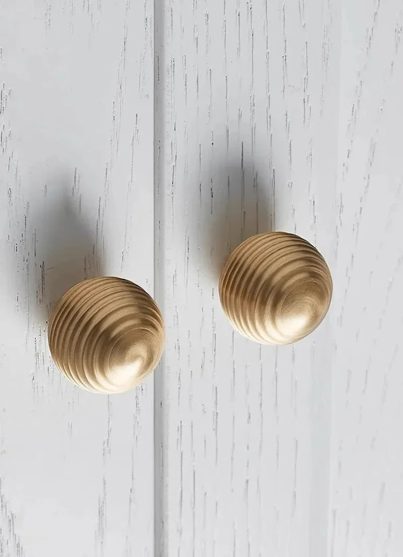 Ribbed Orb Brass Cabinet Knob