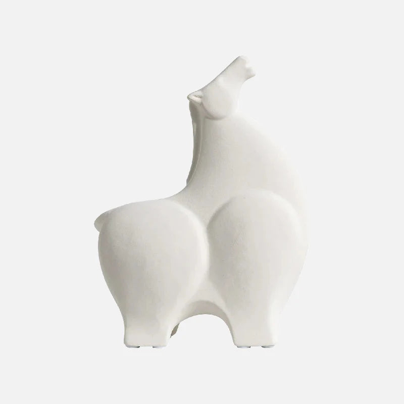 Safari Ceramic Sculpture White Up