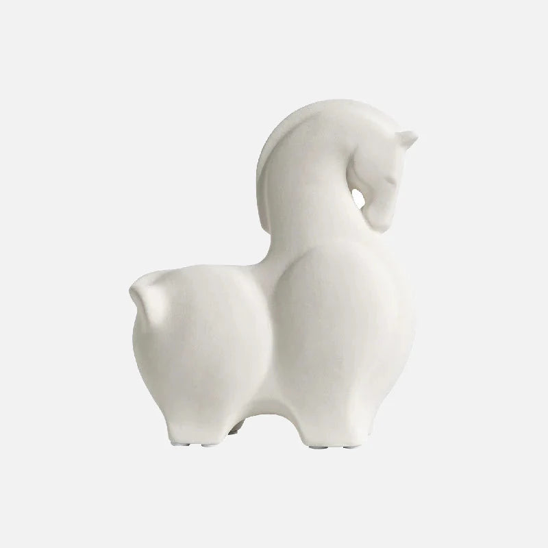 Safari Ceramic Sculpture White Down
