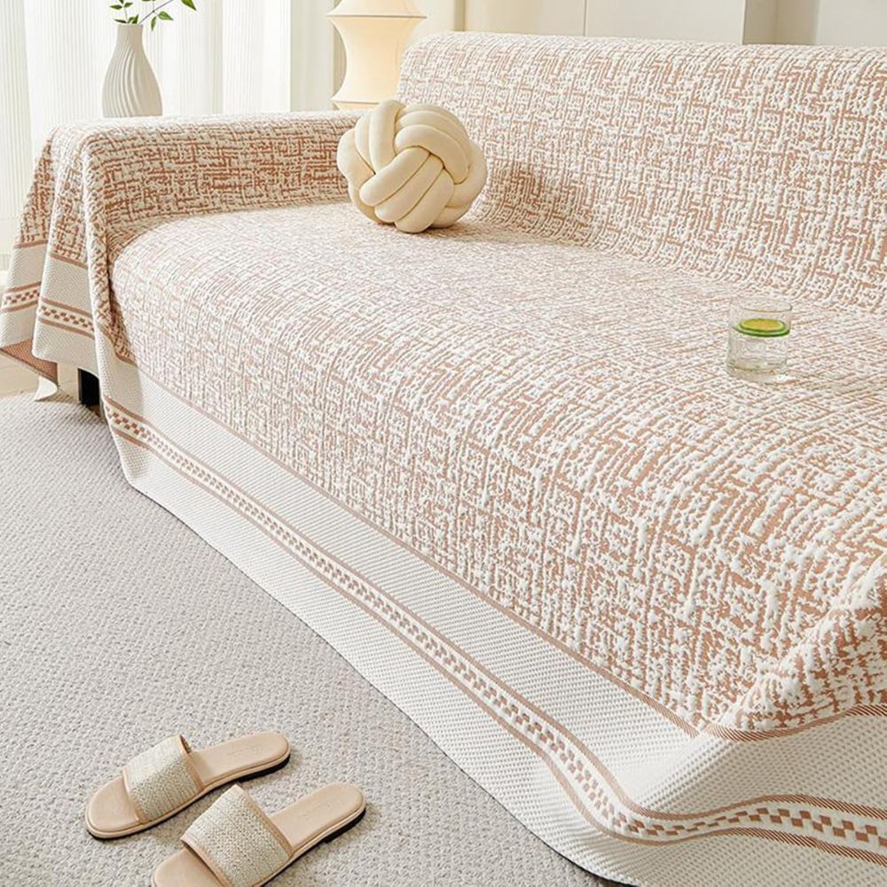 Sahara Sketch Chenille Sofa Cover Clay Beige
