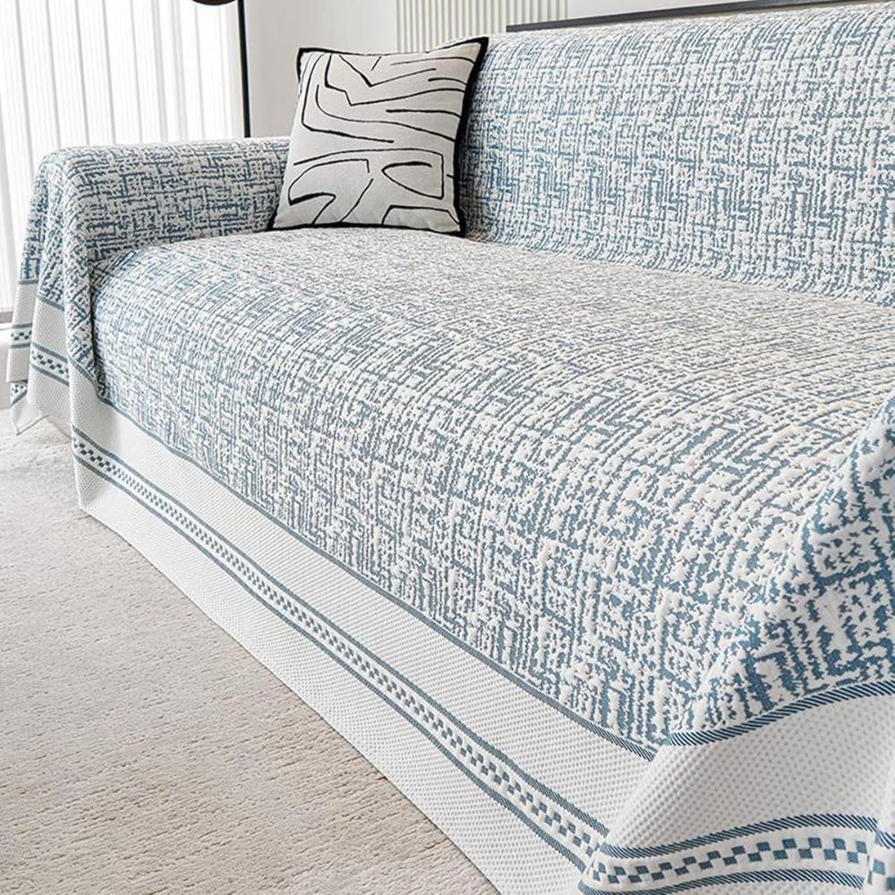 Sahara Sketch Chenille Sofa Cover Coastal Blue