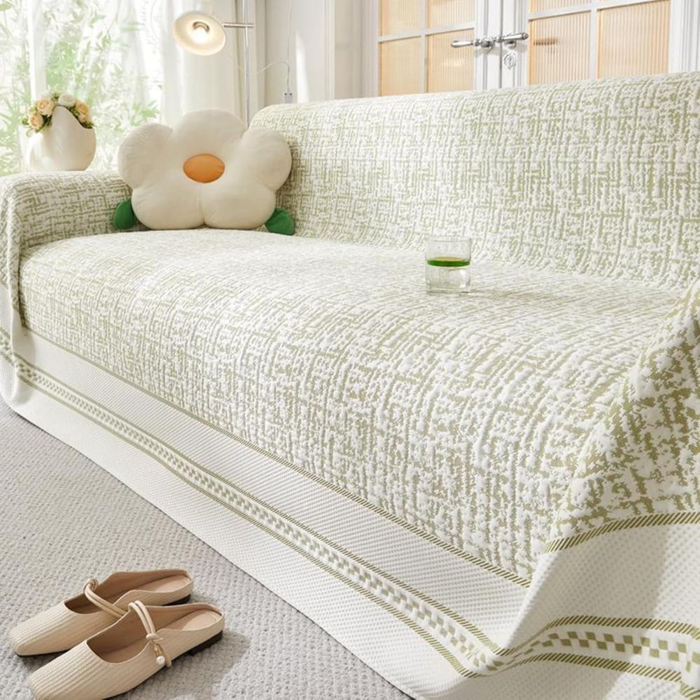 Sahara Sketch Chenille Sofa Cover Olive Mist