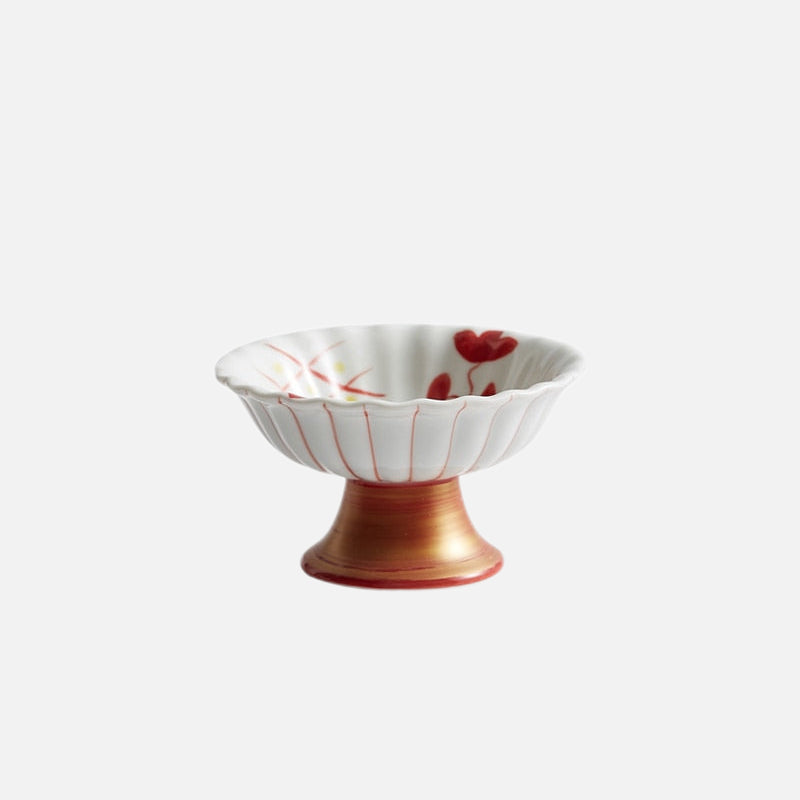 Sakura Footed Bowls Red Floral