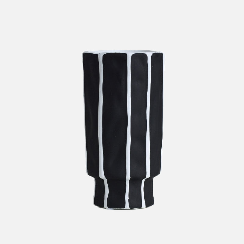 Santo Black and White Geometric Ceramic Vase Medium