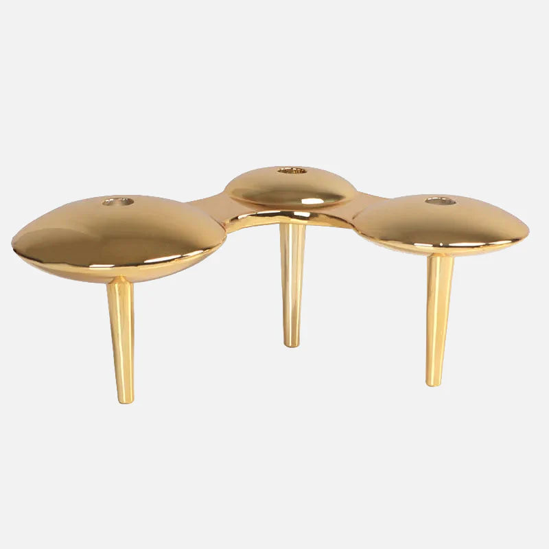 Satellite Cell Candle Holders Tall Gold