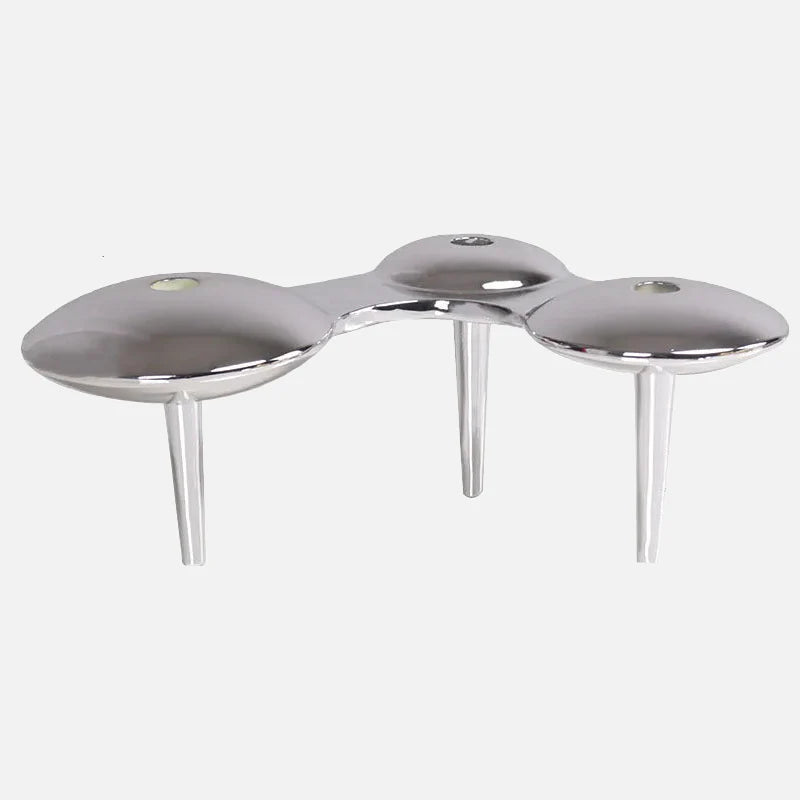 Satellite Cell Candle Holders Tall Silver
