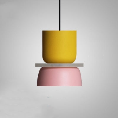 Saturn Halo Colorful LED Pendant lights Mustard Pink