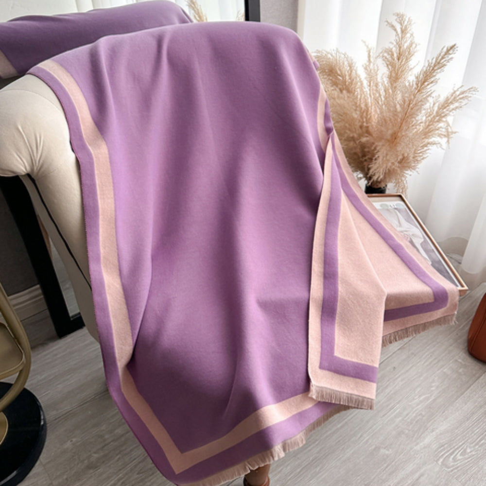 Savéra Striped Double-Sided Poncho Scarf Lilac Blush