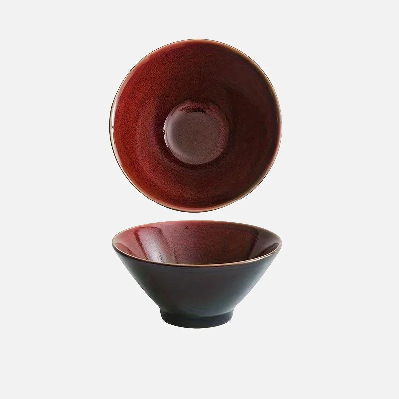 Ember Glaze Ceramic Noodle Bowl Red