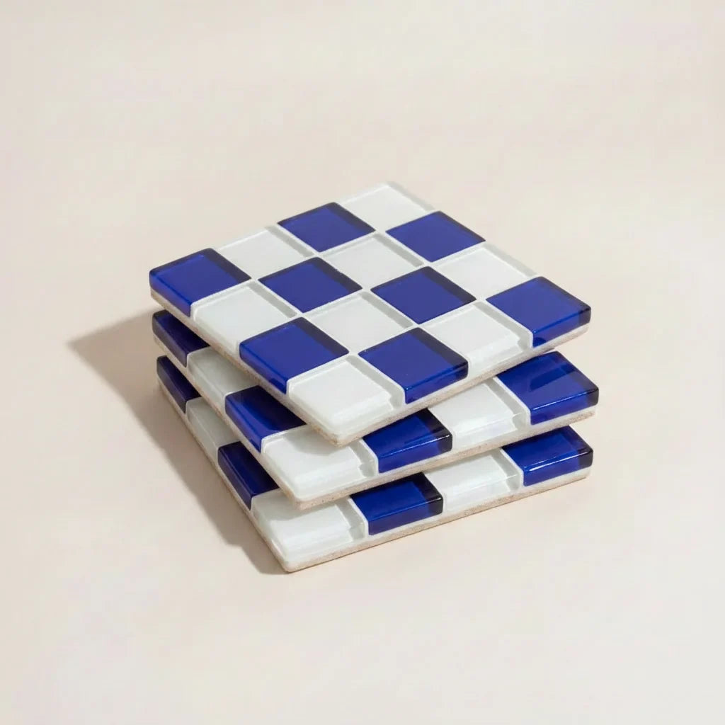 Pixel Checkered Tile Coasters