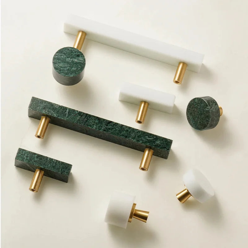 Emerald & Alabaster Knob & Bar Pulls