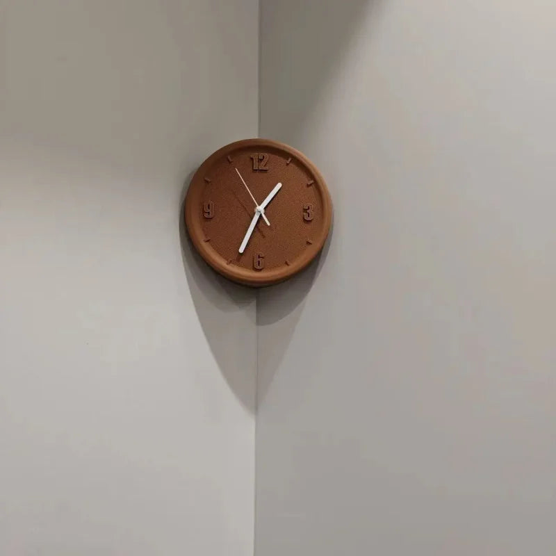 Axis Corner Wall Clock Brown Inner Numbered