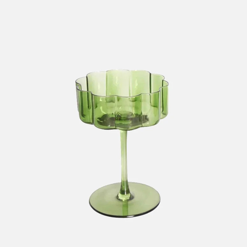 Wave Rim Glass Collection Green Cocktail Glass