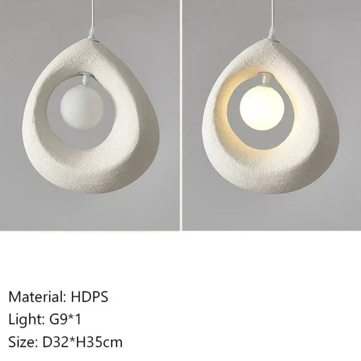 Wabi Sabi Tear Pendant Light Round White
