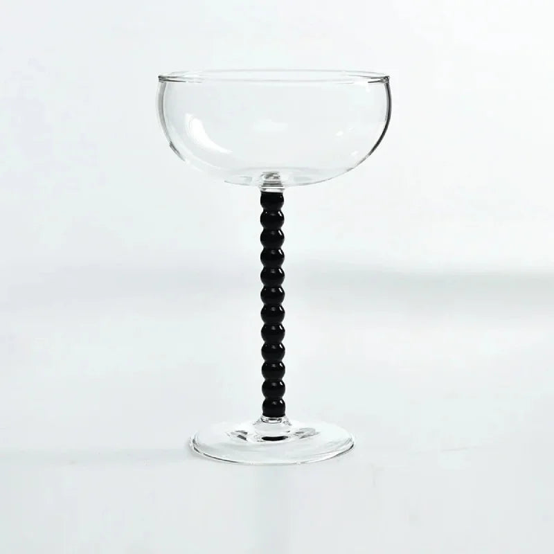 Gilded Era Beaded Coupe Glass Black