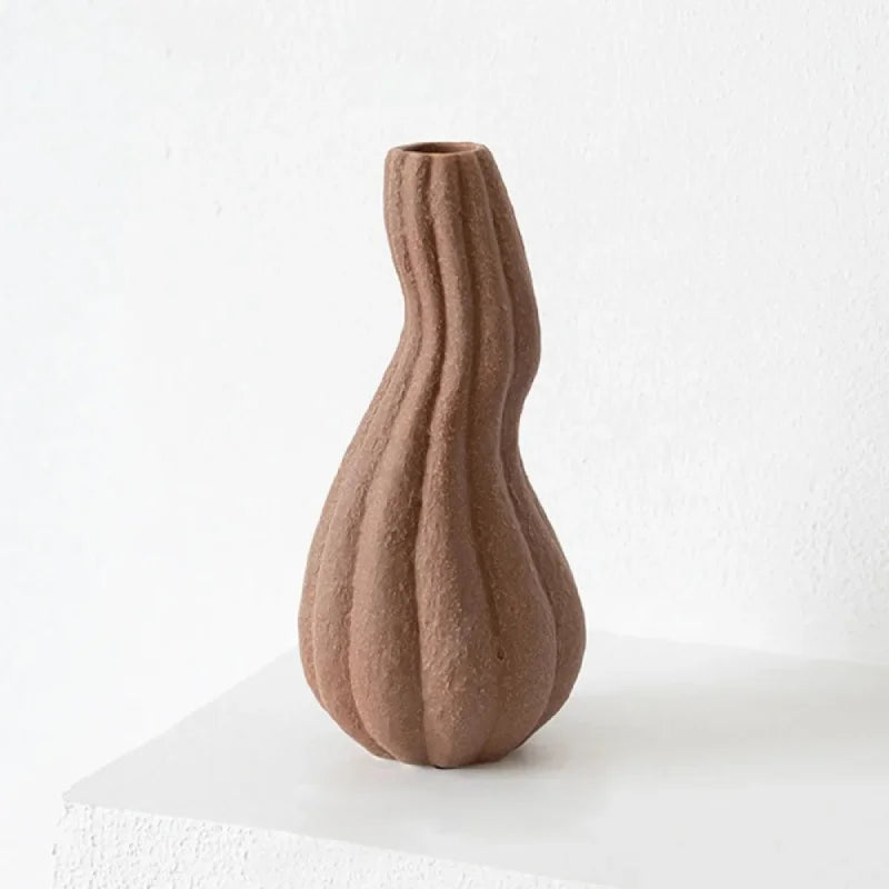 Earthform Textured Ceramic Vase Medium Brown