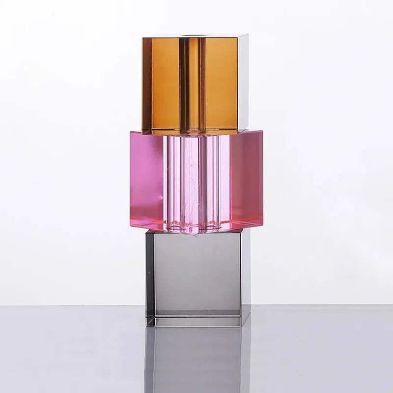 Pixel Block Crystal Glass Vase Small Colored
