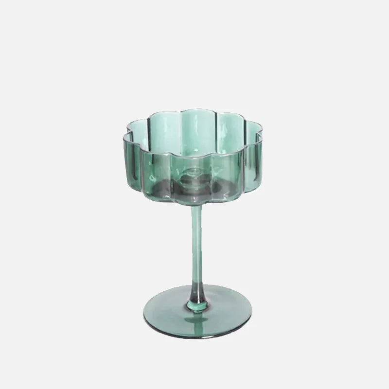 Wave Rim Glass Collection Emerald Green Cocktail Glass
