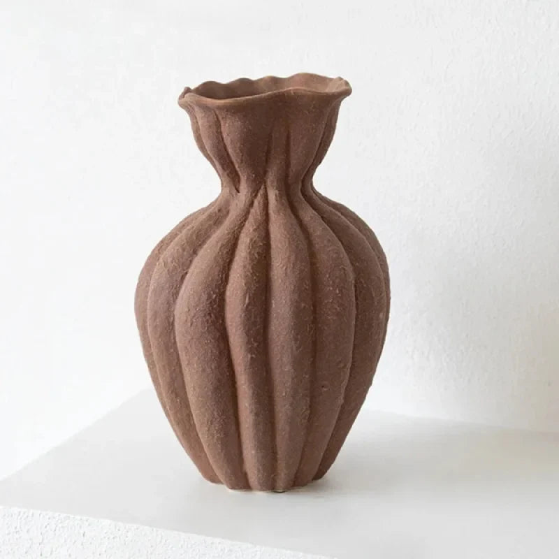 Earthform Textured Ceramic Vase Large Brown