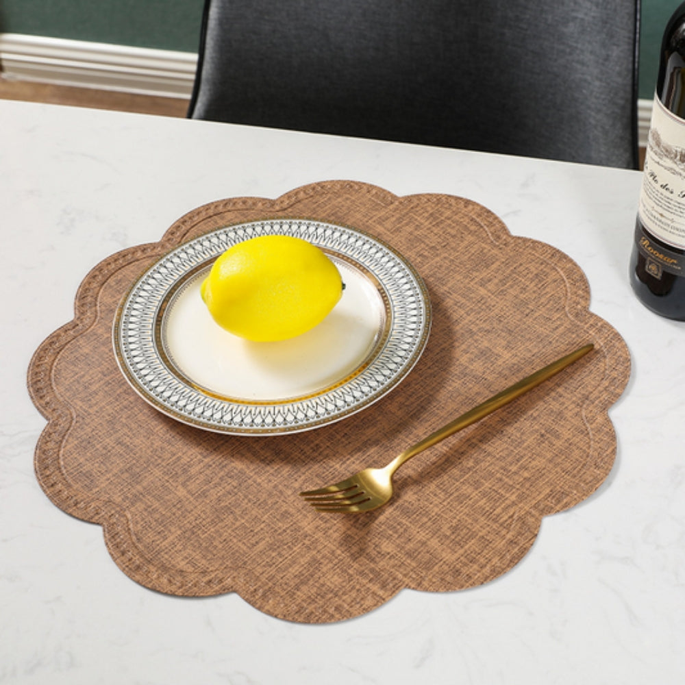 Scalloped Waterproof Placemat Rustic Brown