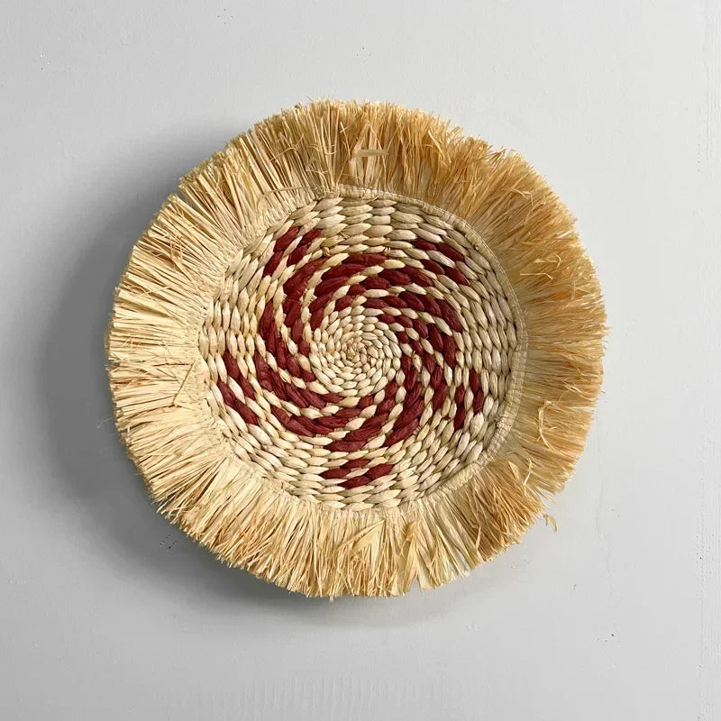 Scandinavian Raffia Straw Woven Wall Cinnamon