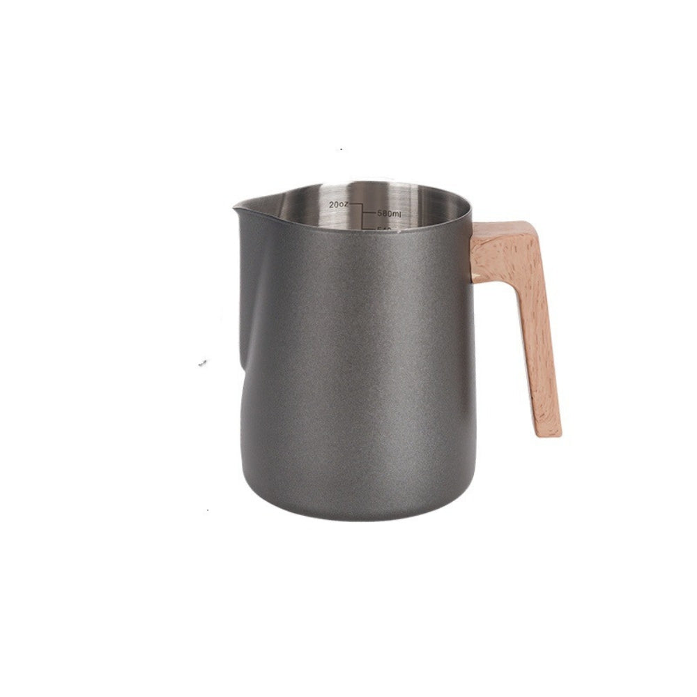 Scandinavian Wood Handle Stainless Milk Pitcher Matte Charcoal