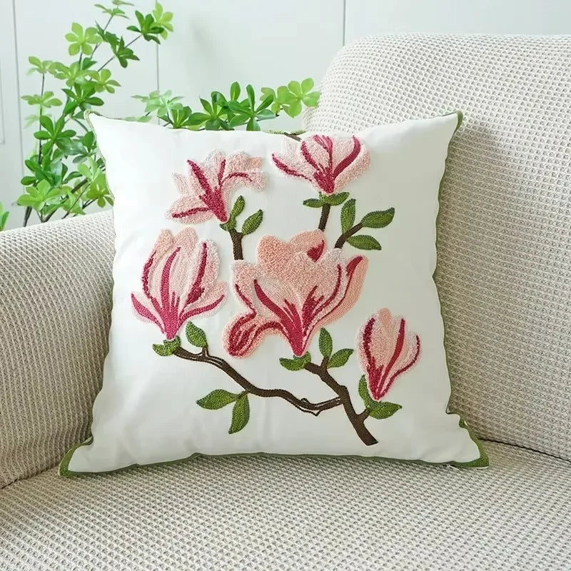 Sweet Daisy Embroidered Pillow Bellflower Square