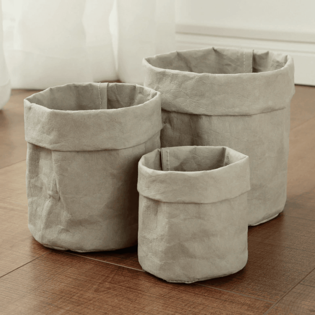 Vintage Fabric Planter Basket Slate