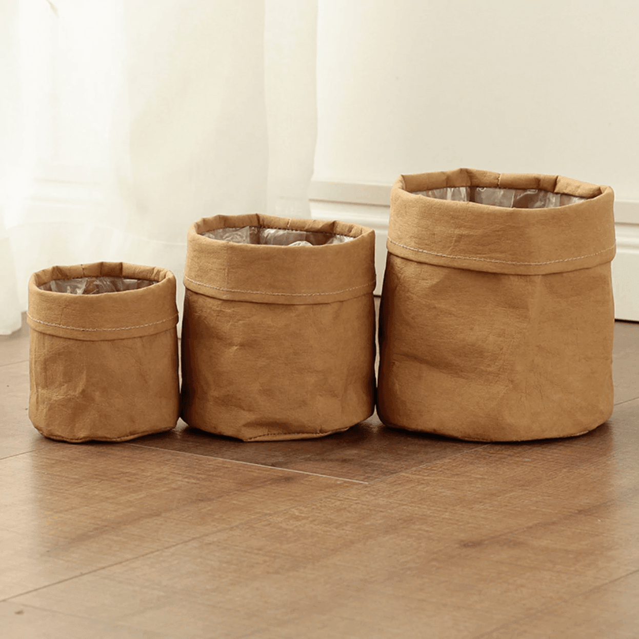 Vintage Fabric Planter Basket Russet