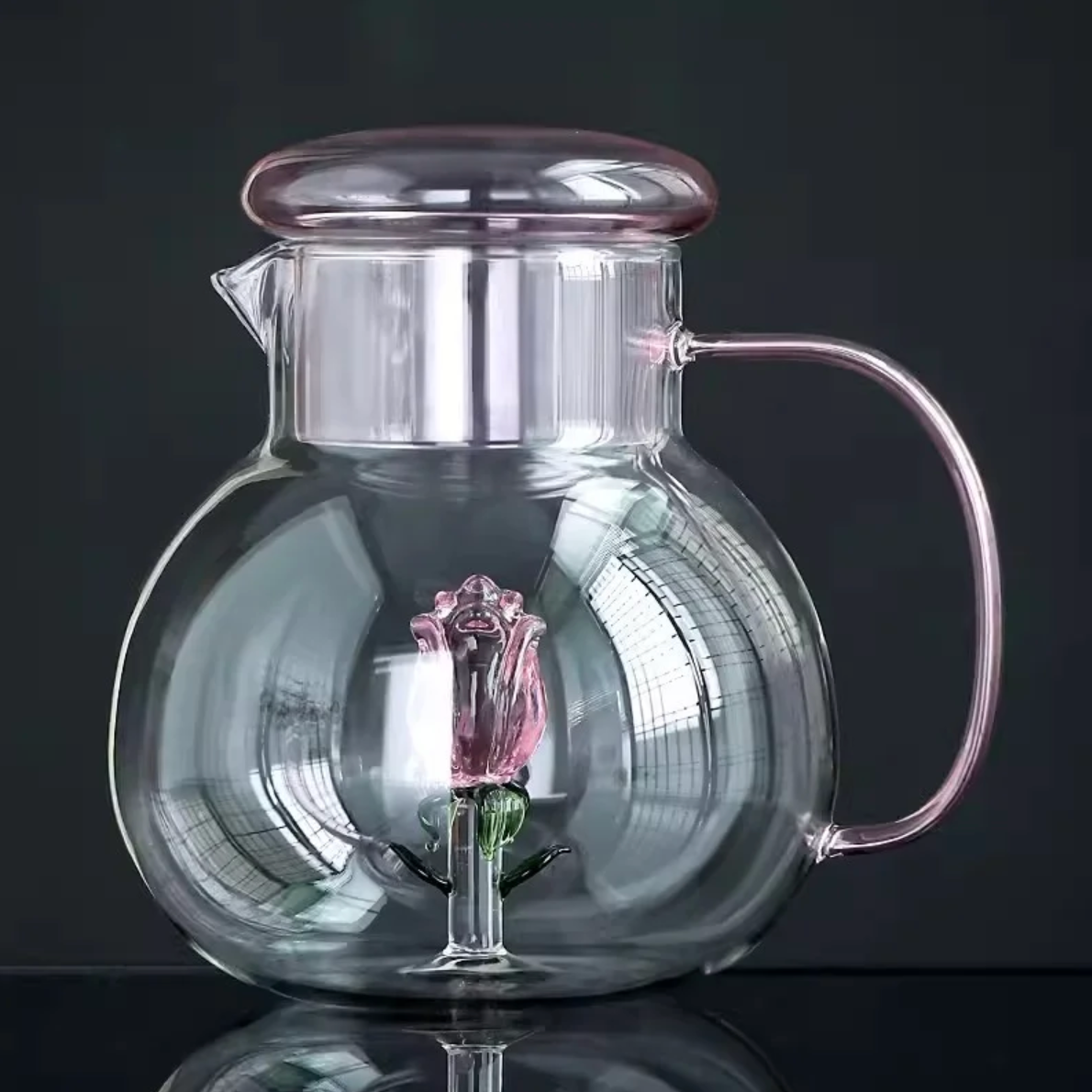 Blossom Glass Teapot and Cup Set Pitcher