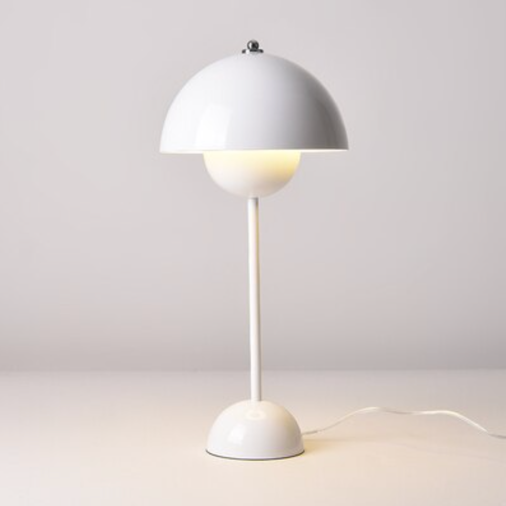 Flowerpot Lacquered Metal Table Lamp - Final Sale White