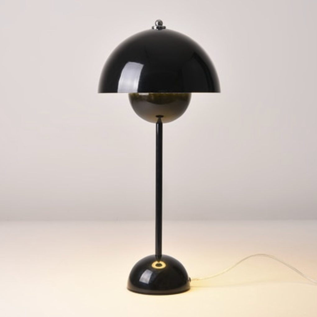 Flowerpot Lacquered Metal Table Lamp - Final Sale Black