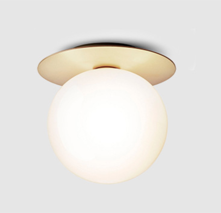 Globe and Metal Plate Ceiling Light - Final Sale Frosted Gold