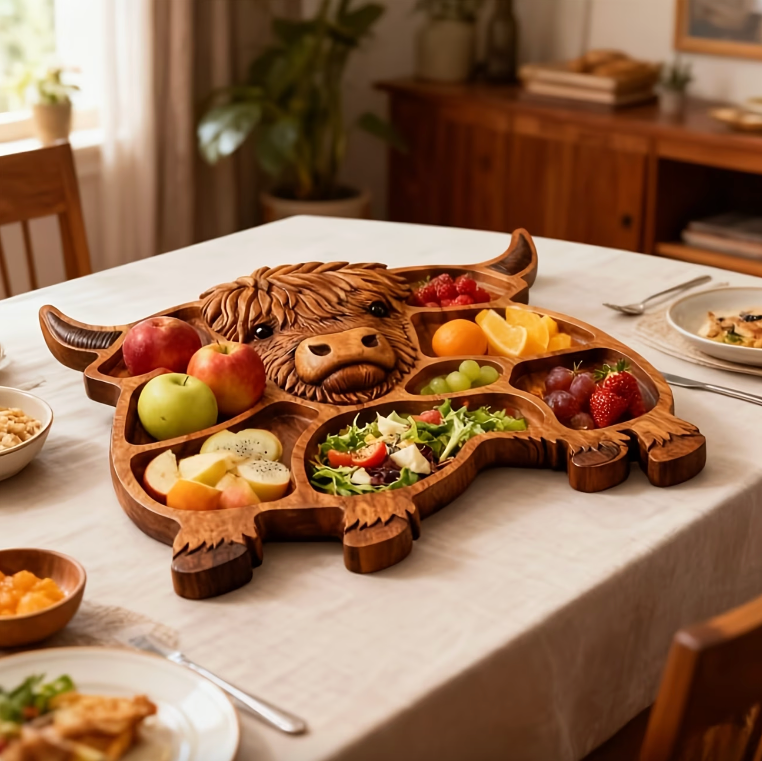 Highland Feast™ - Rustic Cow Charcuterie Board Cozy Calf