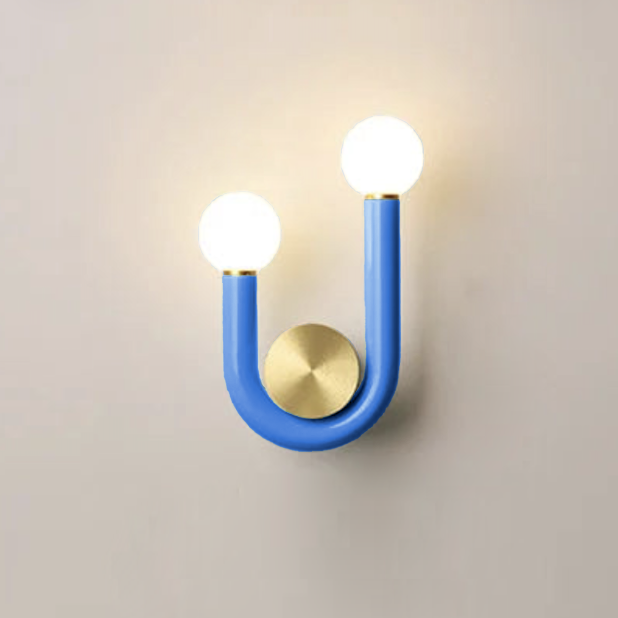 Luna U-shaped Wall Lamp Blue Double Bulb