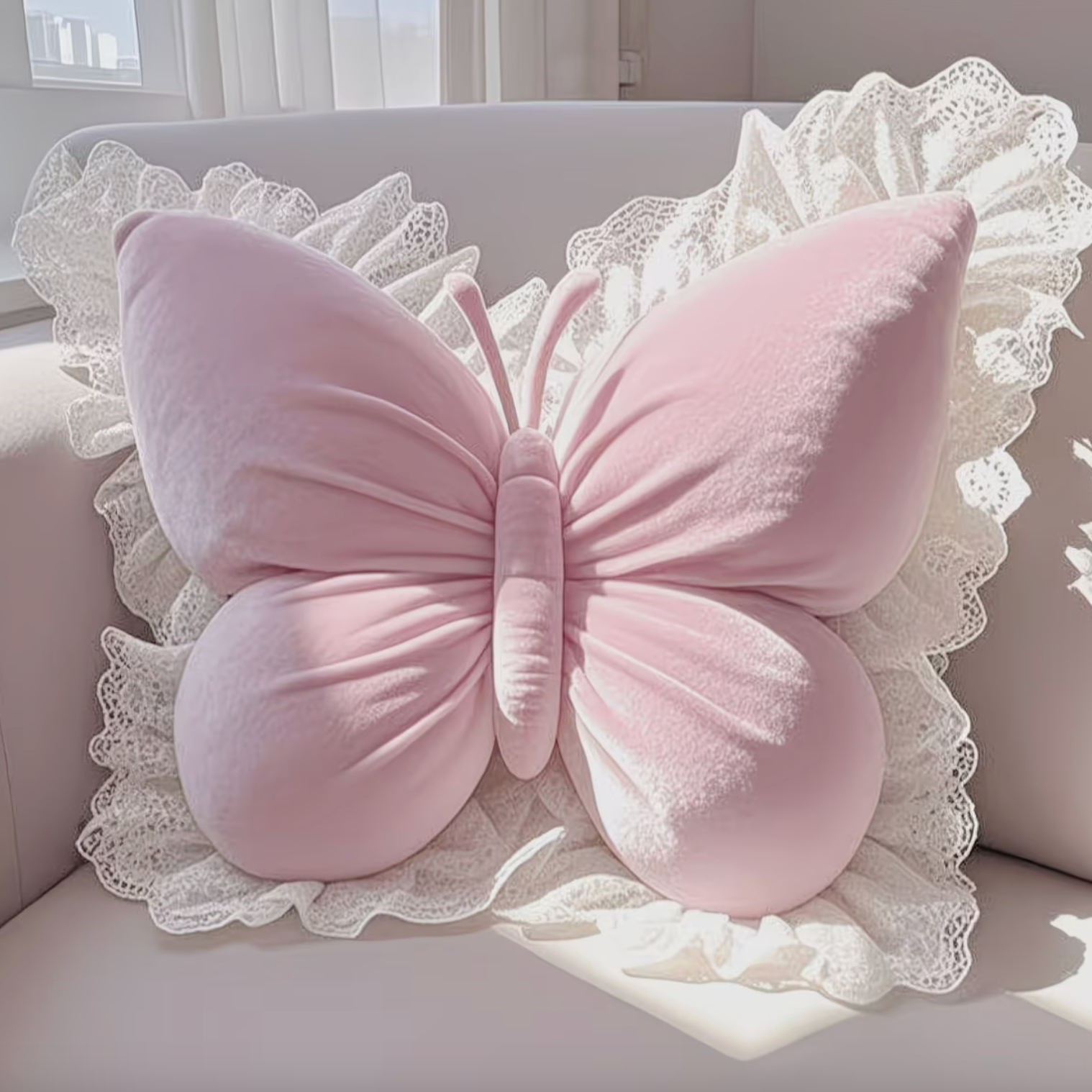 Seraphina™ - Lace Butterfly Pillow Pink