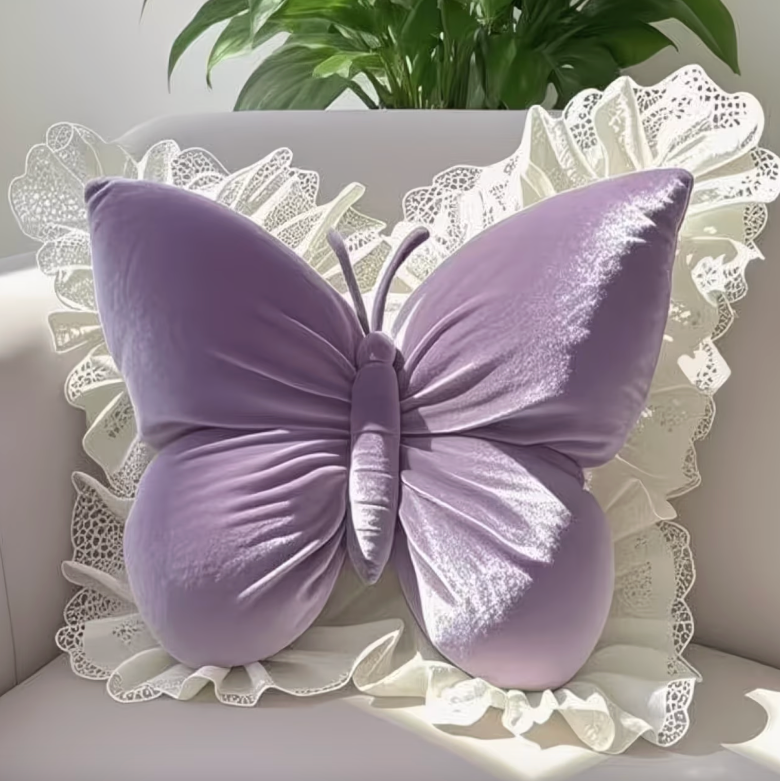 Seraphina™ - Lace Butterfly Pillow Purple